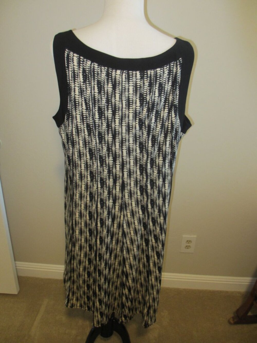 Perceptions New York Womens Sleeveless Printed Maxi Dress Size 18 Black/White